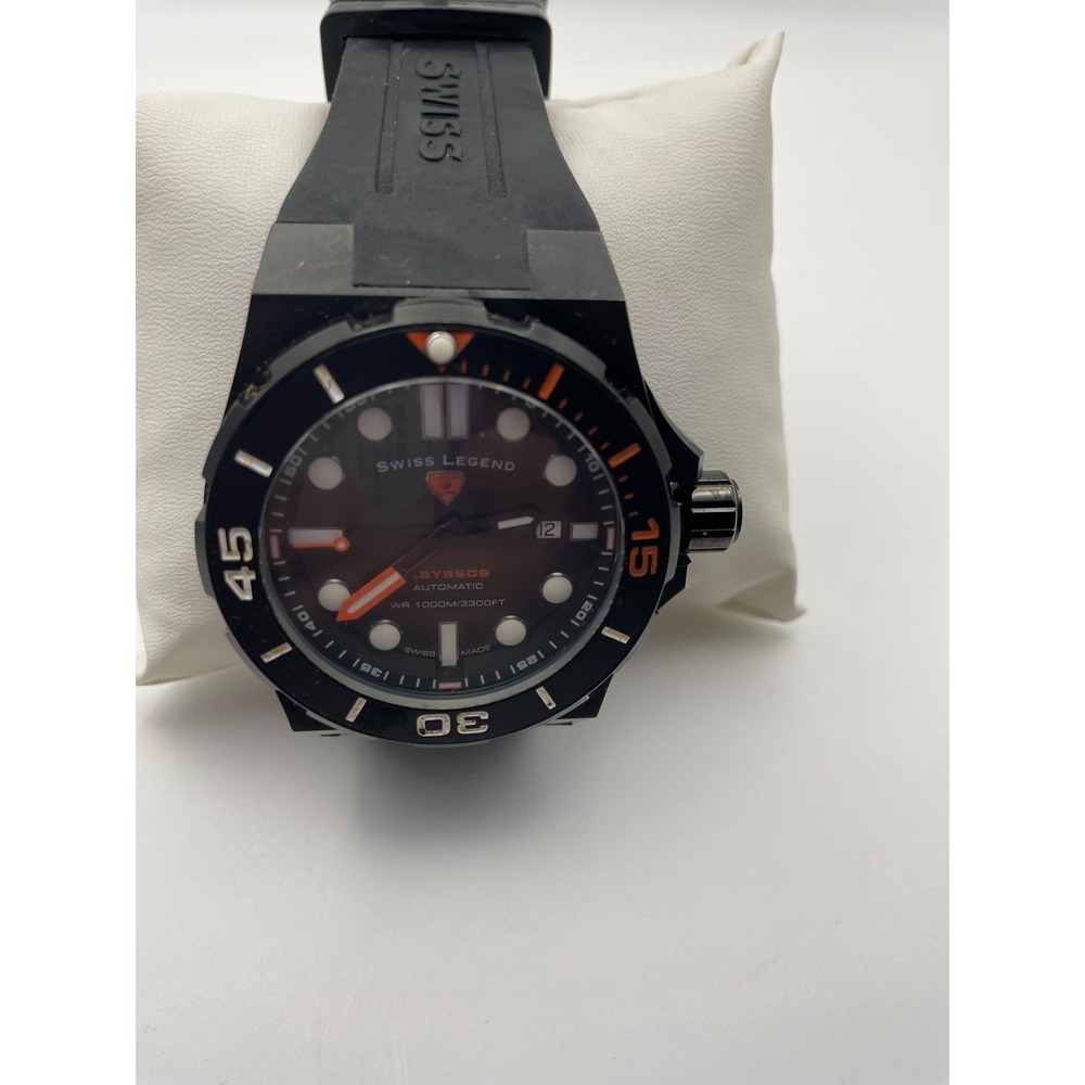 Swiss Legend Abyssos Automatic Black Orange 1000M Diver Watch 10062A Mens
